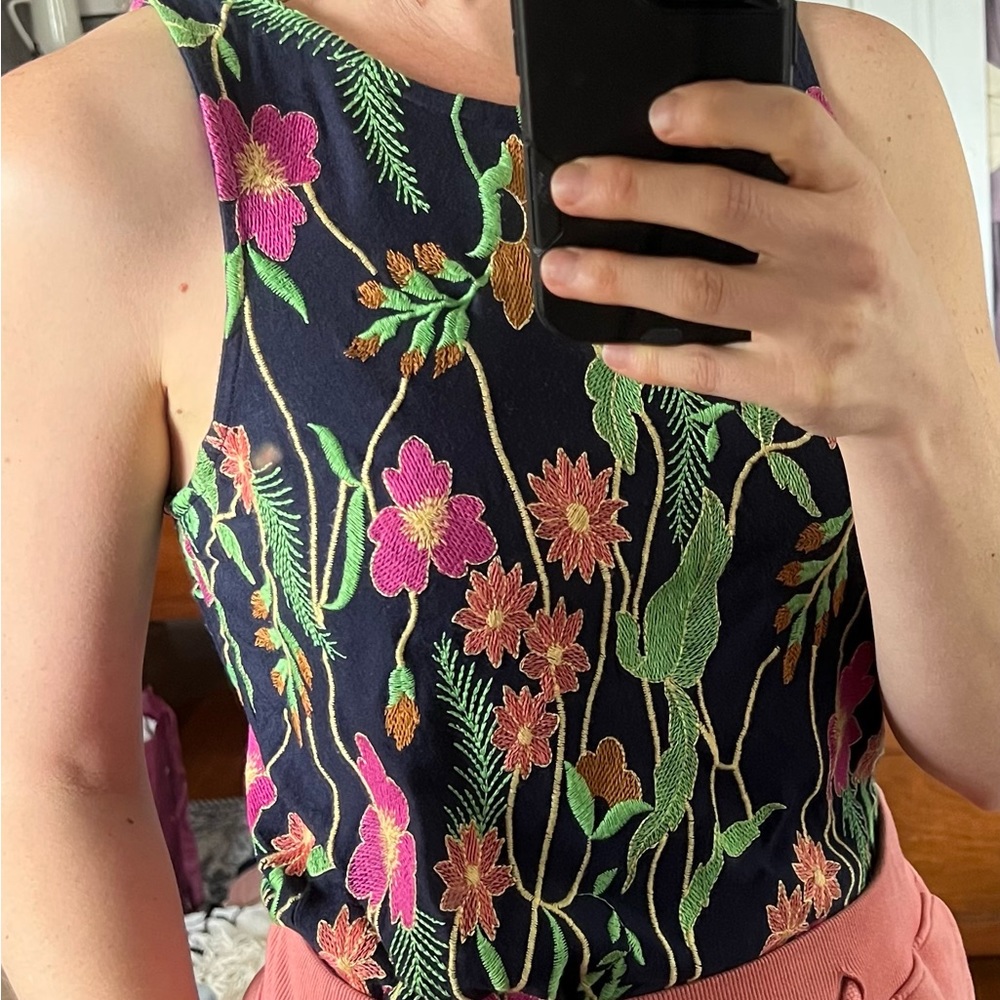 Anthropologie Meadow Rue Cartagena Embroidered Floral Top Bohemian